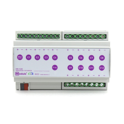 KNX актуатор отопления, 12 каналов 1А 24В DC Module Electronic CHS-12.01