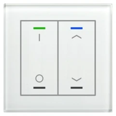 Выключатель сенсорный KNX Glass Push Button II Lite 2-кнопочный, c символами ↑/↓и I/O, термодатчик MDT BE-GTL2TW.D1 