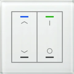 Выключатель сенсорный KNX Glass Push Button II Lite 2-кнопочный, c символами I/O и ↑/↓, термодатчик MDT BE-GTL2TW.C1 