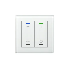 Выключатель сенсорный KNX Glass Push Button II Lite 2-кнопочный, c символами I/O, термодатчик MDT BE-GTL2TW.B1 