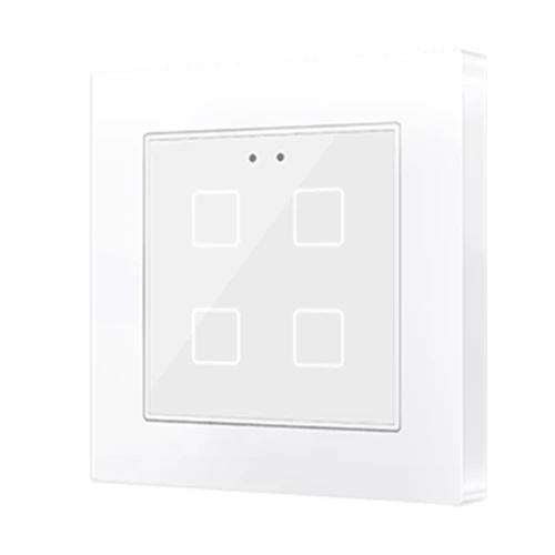 Емкостный сенсорный выключатель с подсветкой (55 x 55 мм) Flat 55 X4v2, 4-кнопочный, цвет: белый, оттенок: глянцевый Zennio ZVIF55X4V2GW 