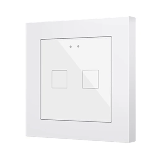 Емкостный сенсорный выключатель с подсветкой (55 x 55 мм) Flat 55 X2v2, 2-кнопочный, цвет: белый Zennio ZVIF55X2V2W 